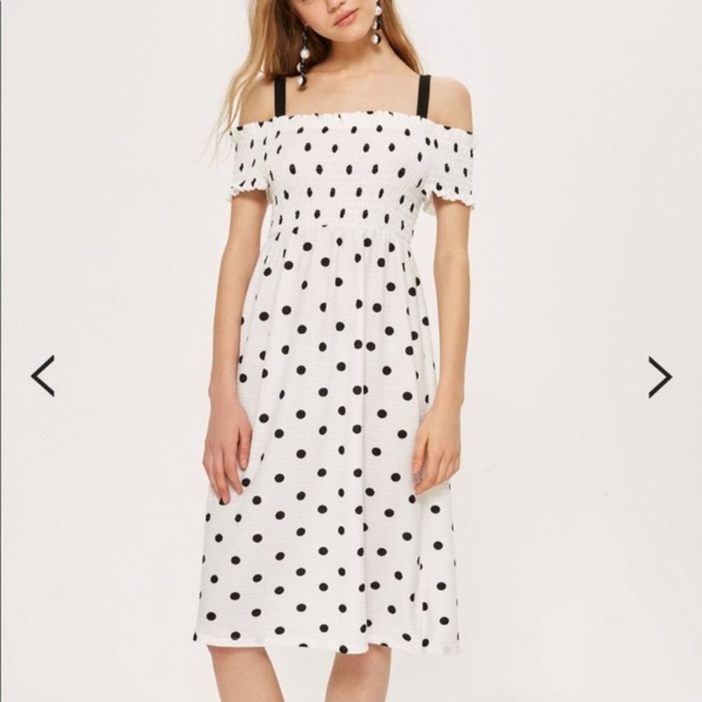 Topshop Shirred Strappy Midi Dress